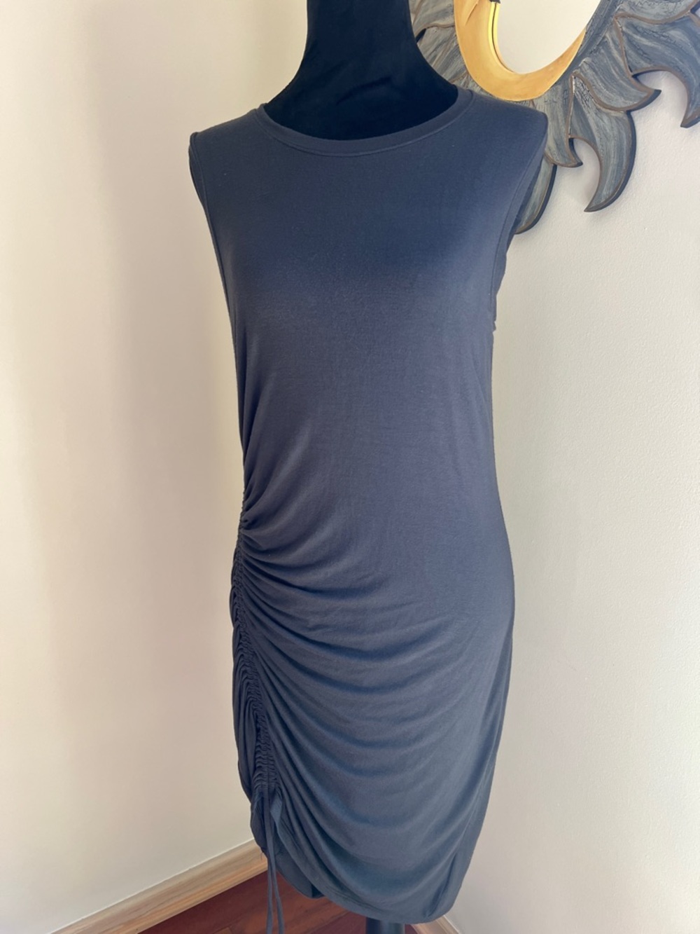 Athleta Sleeveless Ruched Side Midi Dress in Charcoal